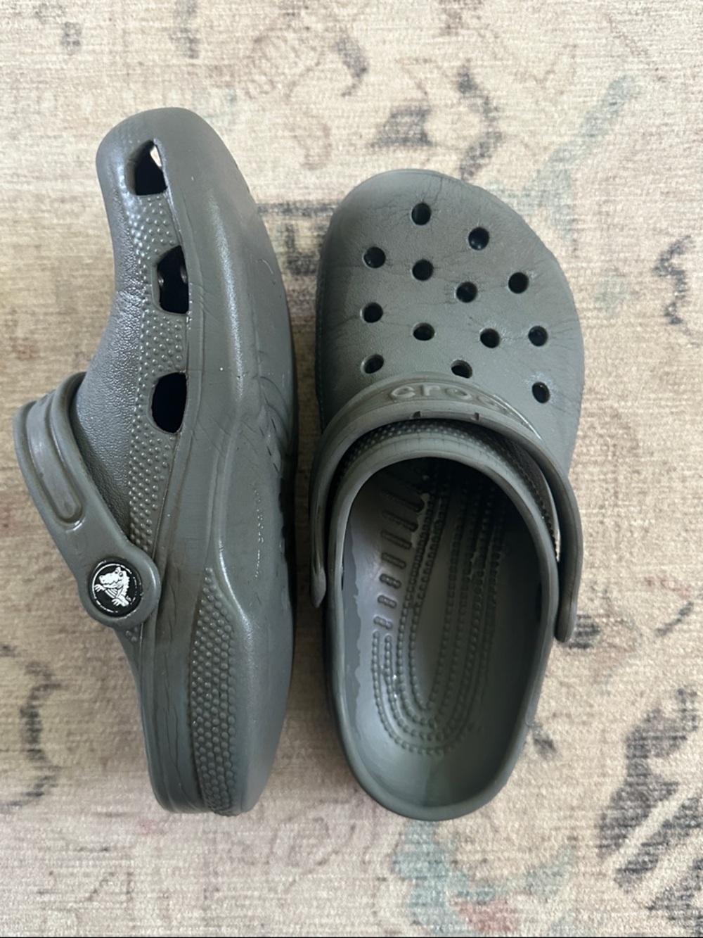 Kids grey crocs. Size 2. Used but life left